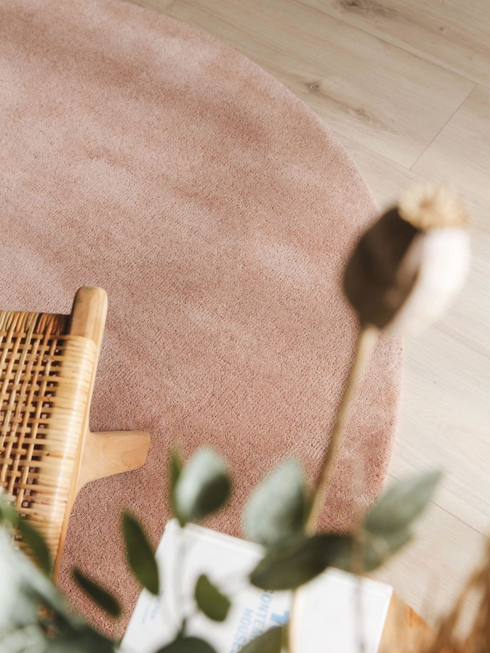 Tapis de laine rose D 100 rond — vue 4