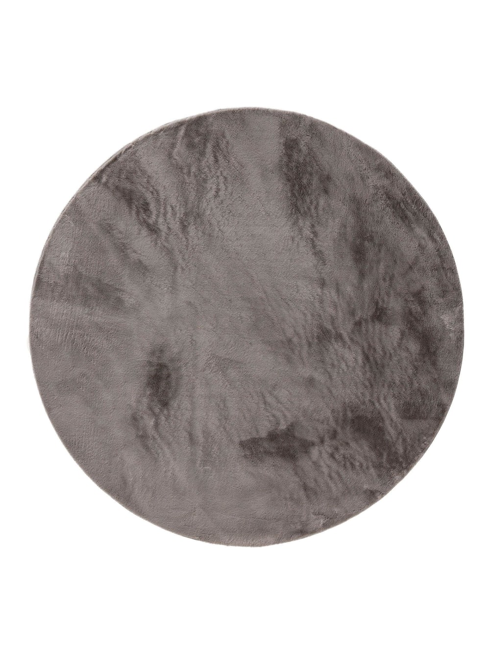Tapis fausse fourrure gris D 80 rond