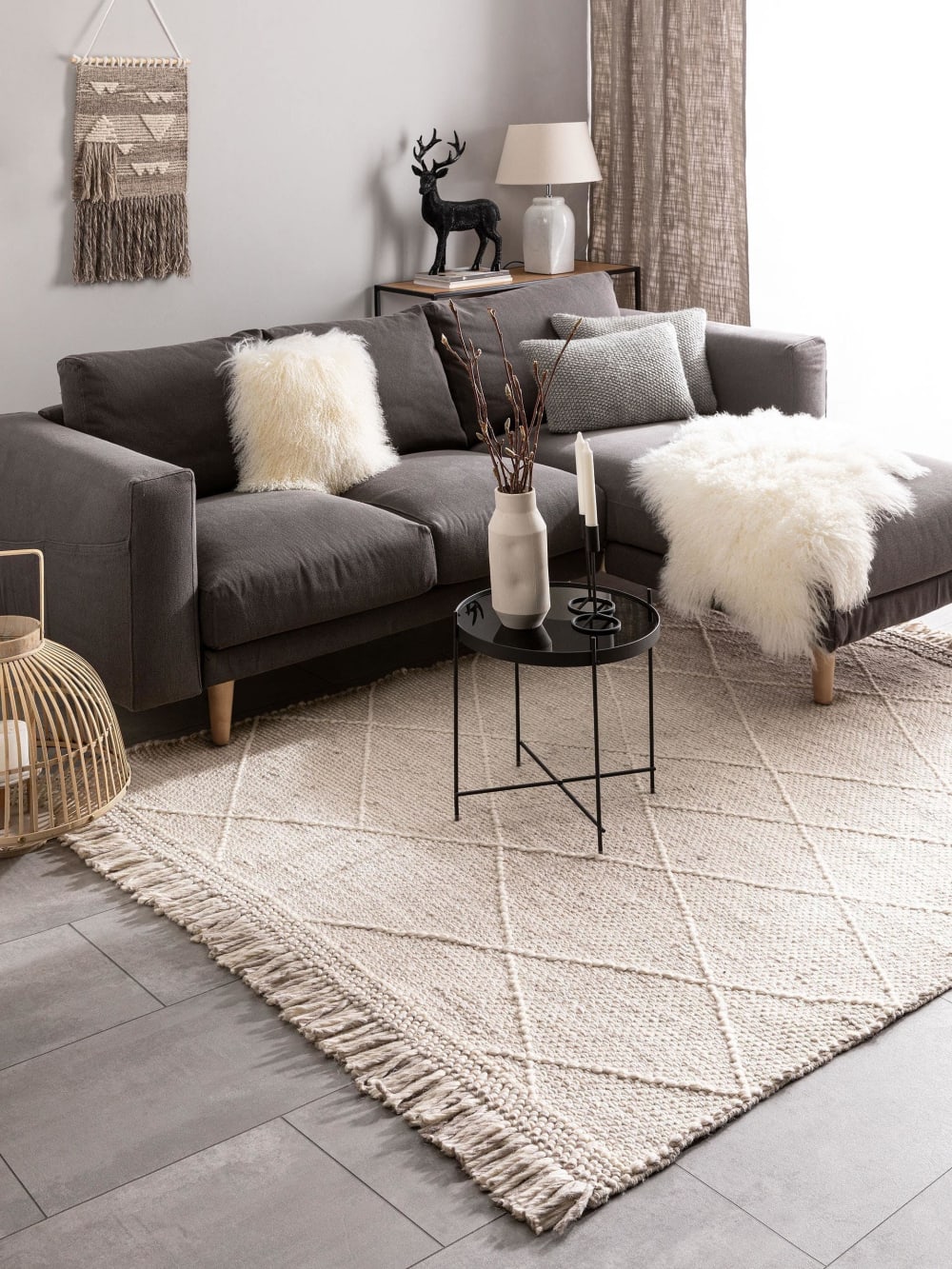 Tapis de laine beige 80x150 — vue 3