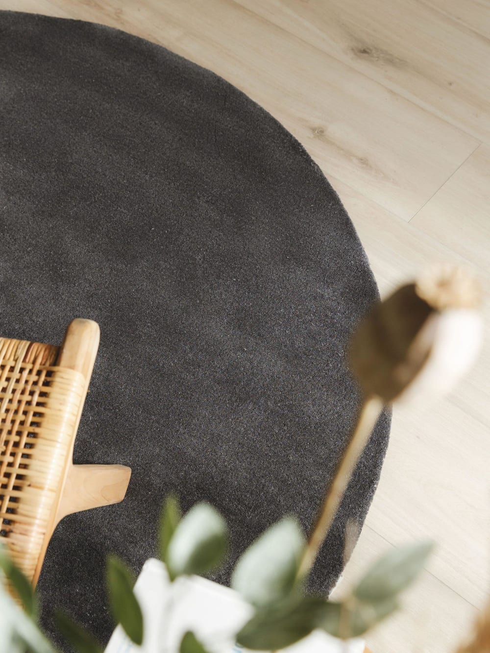 Tapis en laine rond anthracite D 150 — vue 4