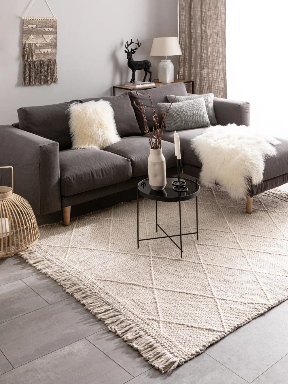 Wollteppich beige 200x300 - Maisons Du Monde