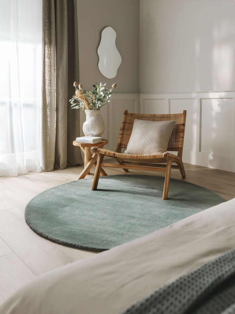 Tapis en laine rond vert D 150 — vue 3
