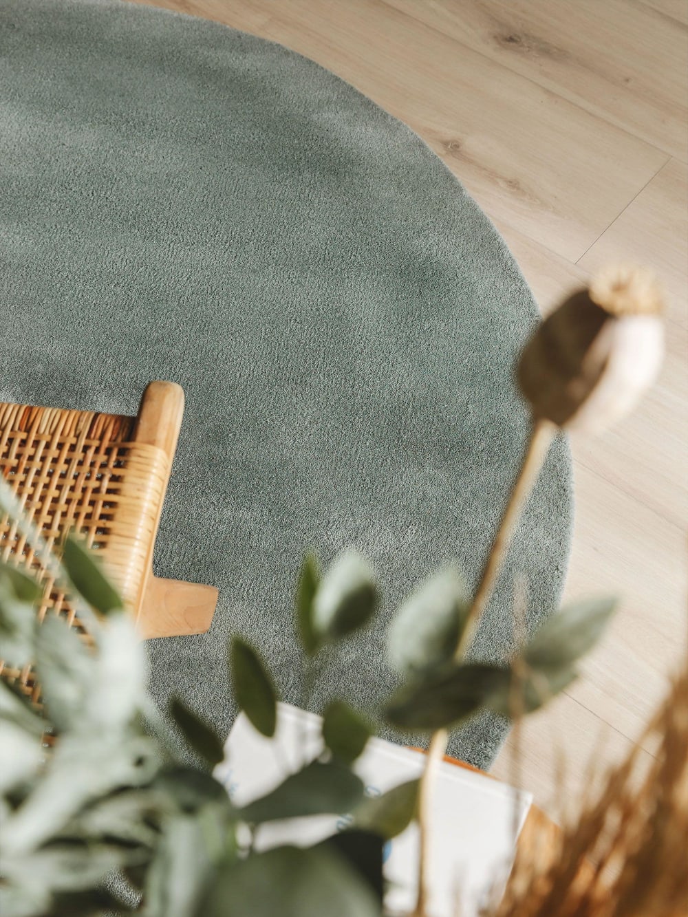 Tapis en laine rond vert D 150 — vue 4