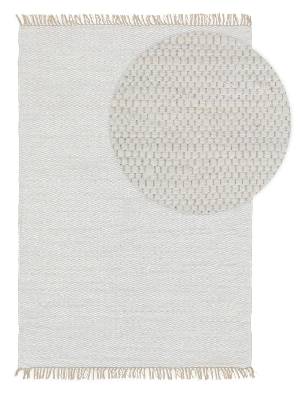 Tapis fabriqué à partir de matériaux recyclés blanc 60x100