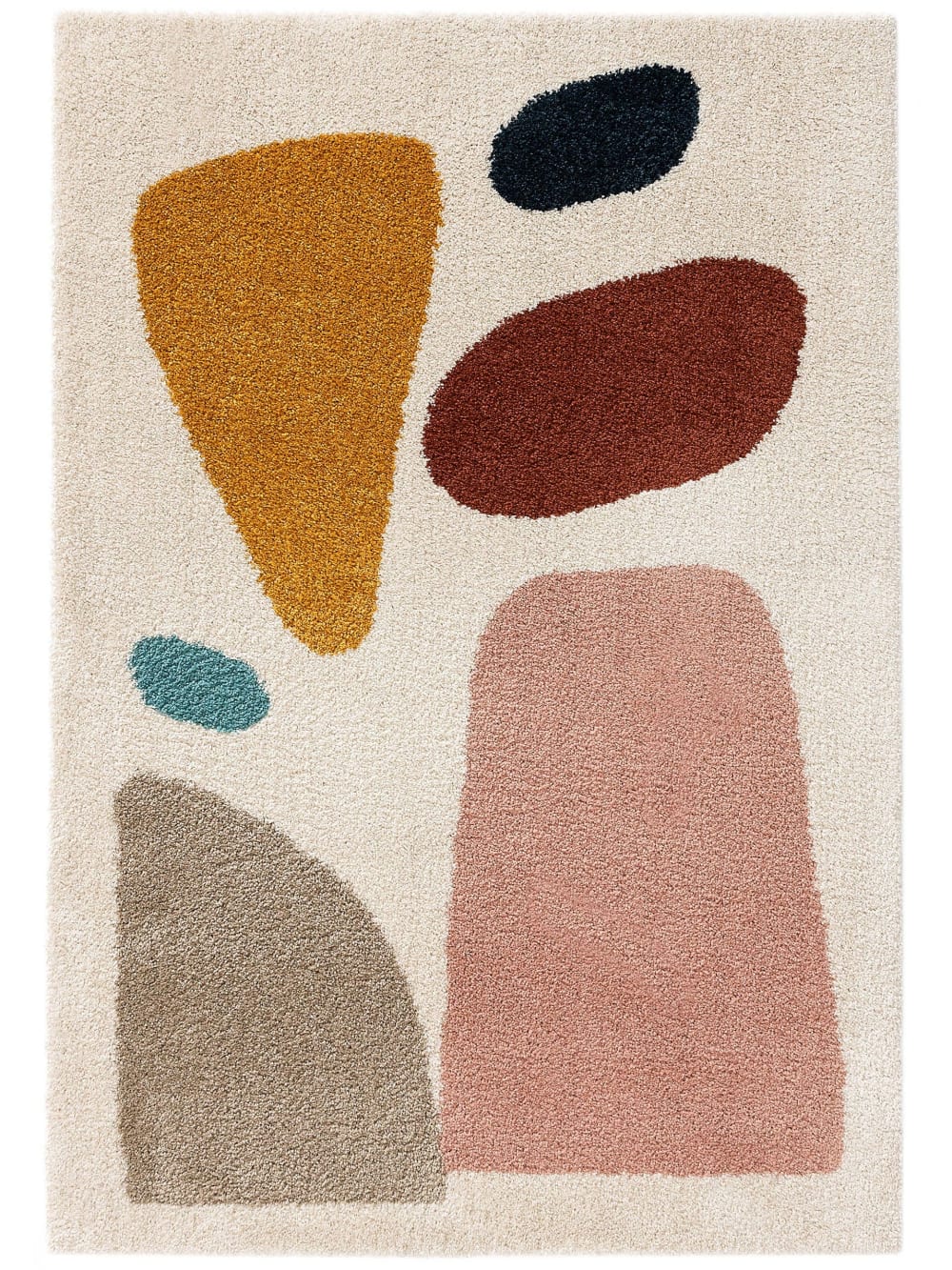 Tapis à poils longs crème/rose 160x230