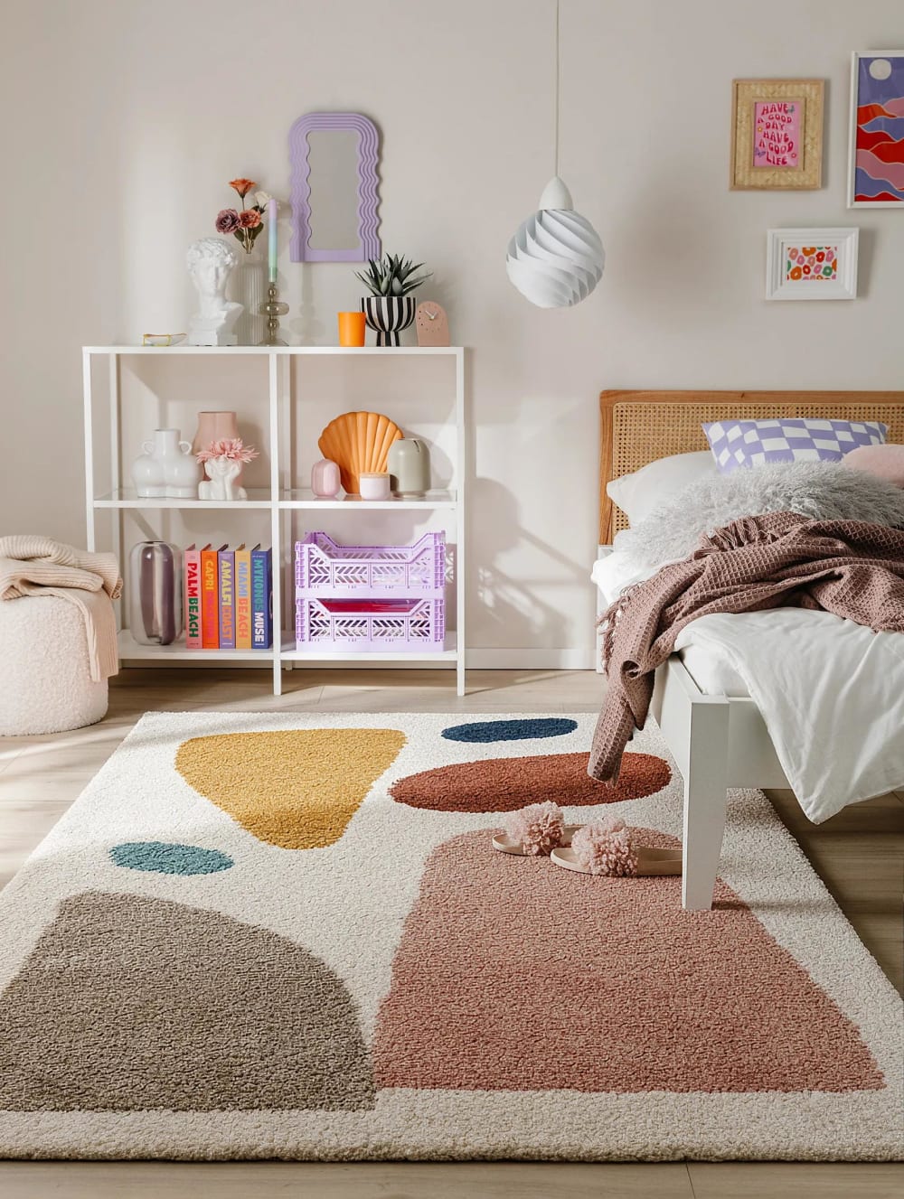 Hochflorteppich cream/rosa 160x230 - Maisons Du Monde