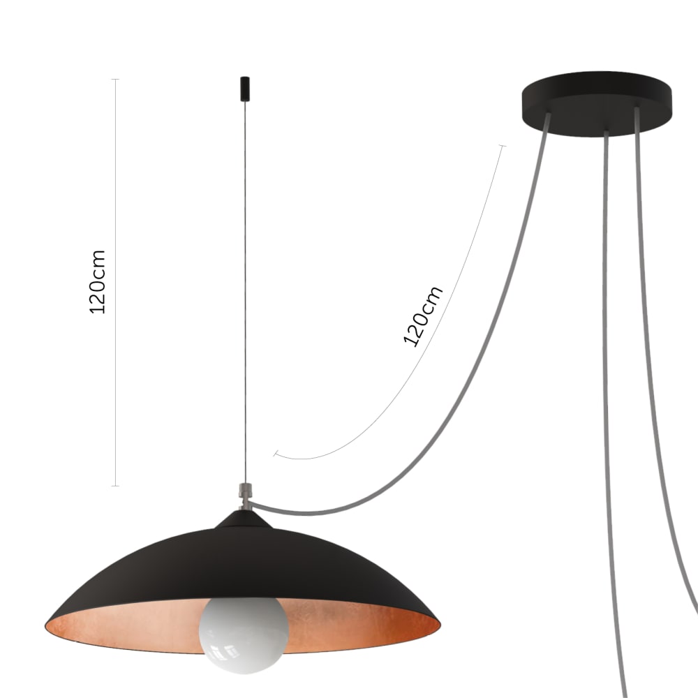 Dream - lampe à suspension en métal cuivre nero e27 — vue 3