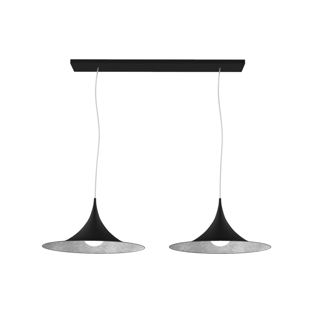 Louie - lampe à suspension en métal argenté nero e27