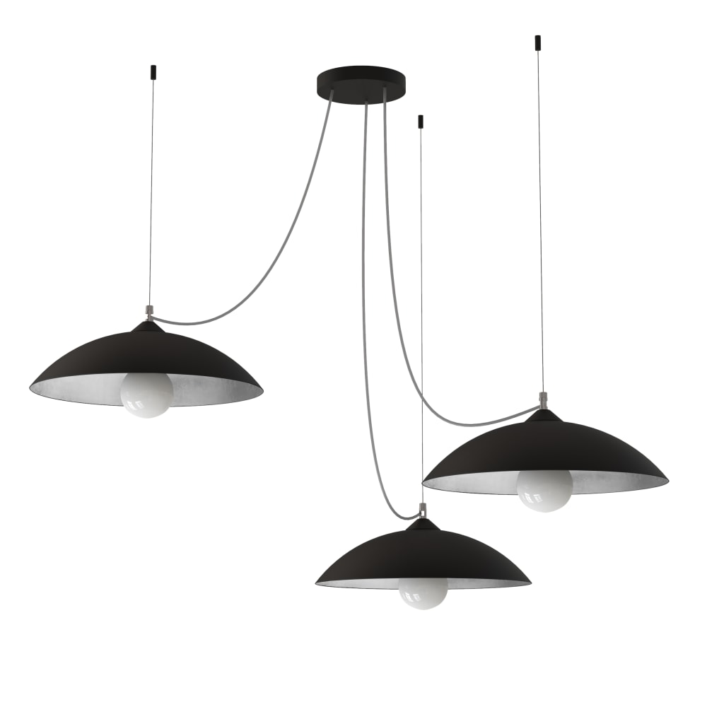 Dream - lampe à suspension en métal nero foglia argento e27