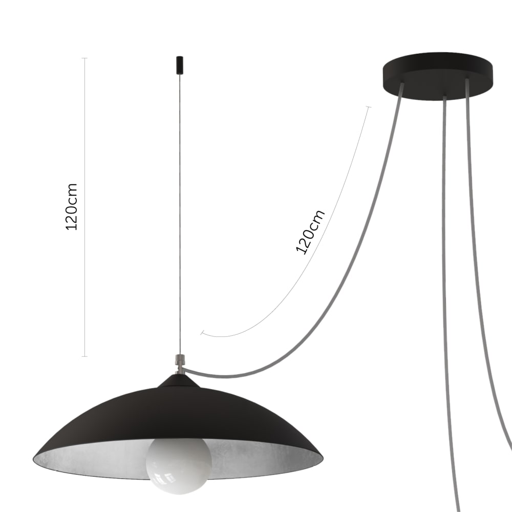 Dream - lampe à suspension en métal argenté nero e27 — vue 3