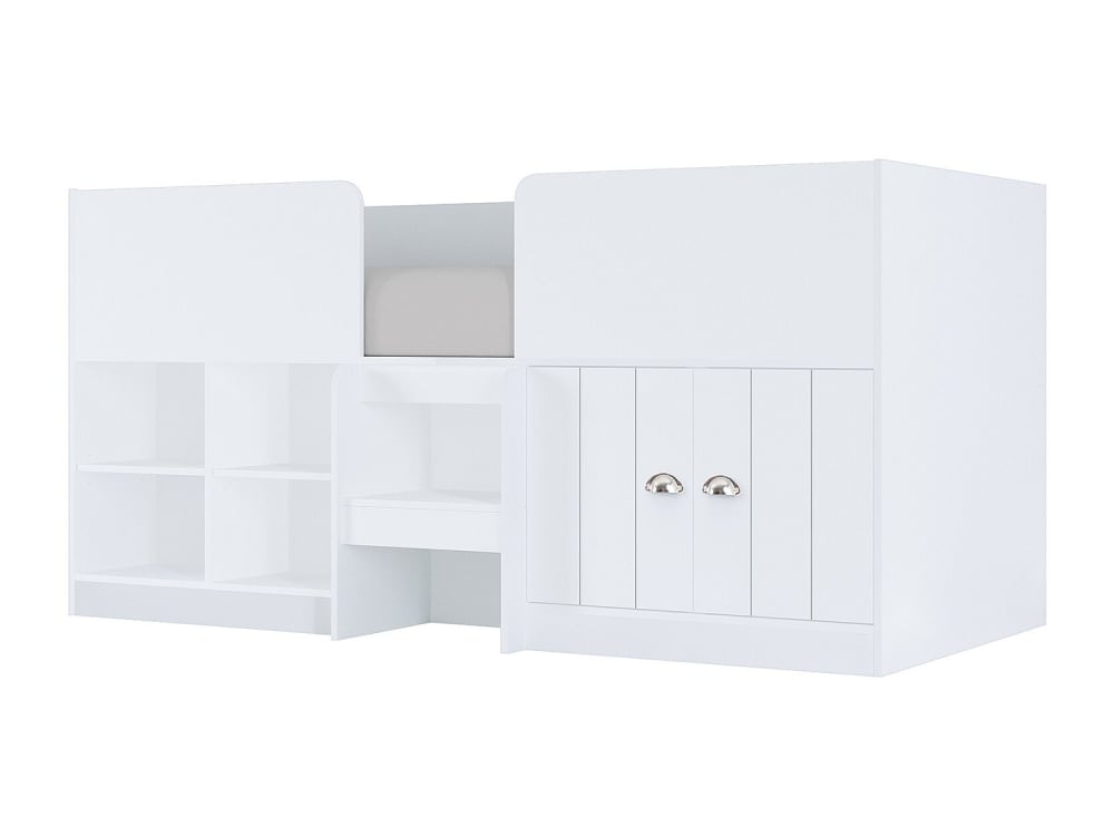 Lit mi hauteur panneau de particule blanc 90 x 190 Lit mi hauteur panneau de particule blanc 90 x 190