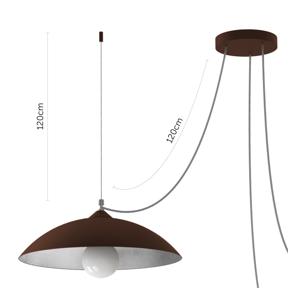 Dream - lampe à suspension en métal argenté corten e27 — vue 3
