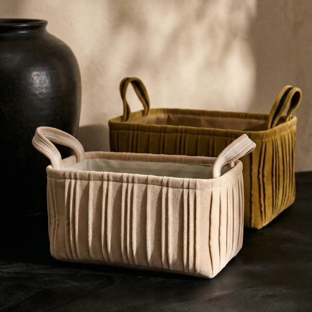 Set de 2 paniers en velours plissé — vue 3
