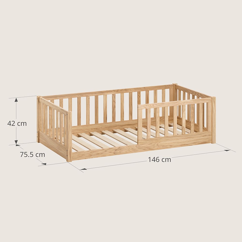 Lit montessori au sol en pin massif marron 70x140 cm (Petite Amélie) - Image 2