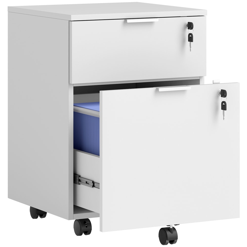 Caisson de bureau - 2 tiroirs coulissants - blanc