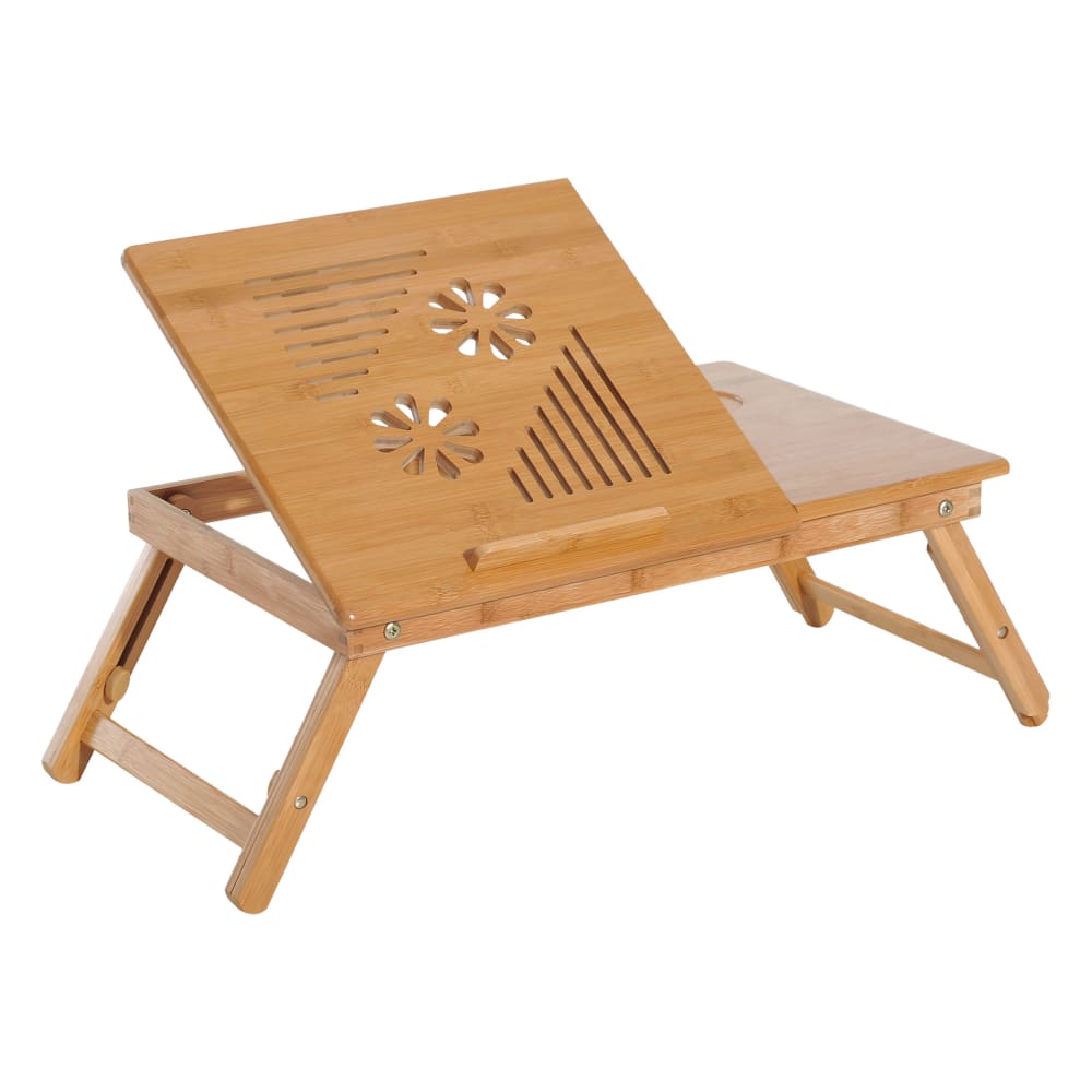 Table de lit pour ordinateur pliable réglable bambou verni