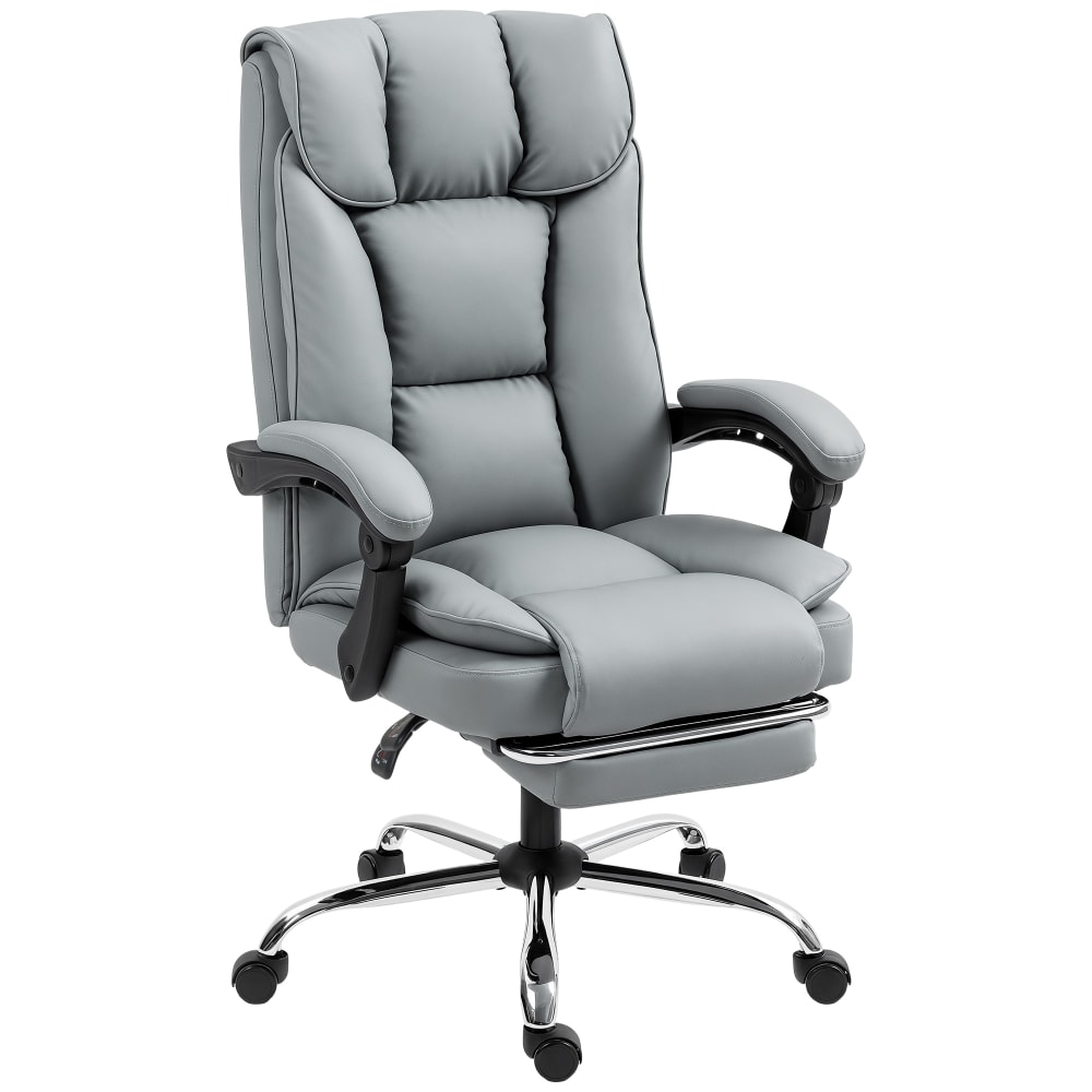 Chaise de bureau inclinable repose-pieds revêtement synthétique gris Chaise de bureau inclinable repose-pieds revêtement synthétique gris
