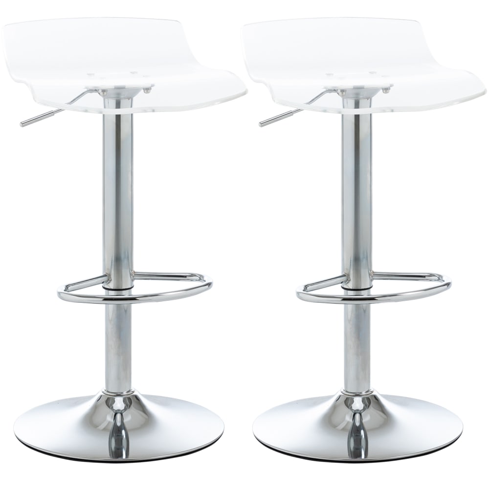 Tabourets de bar pivotant 360° acrylique et métal transparent