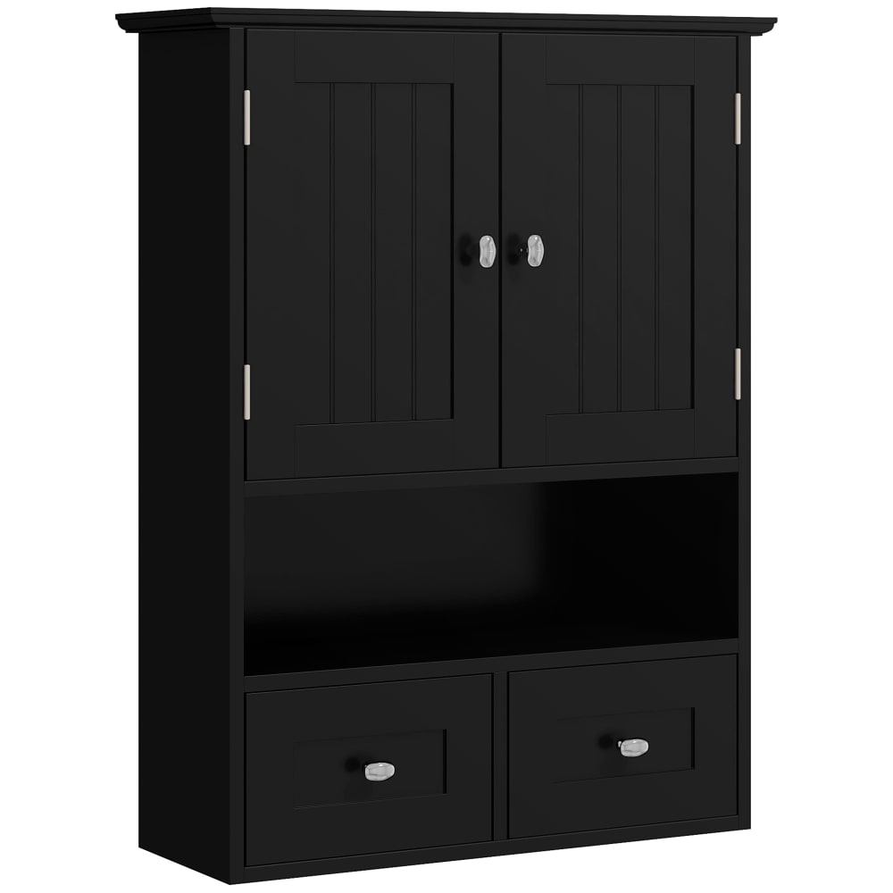 Armoire murale de salle de bain avec 2 tiroirs en noir