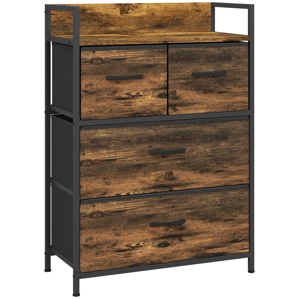 Commode 4 tiroirs métal brun rustique Commode 4 tiroirs métal brun rustique