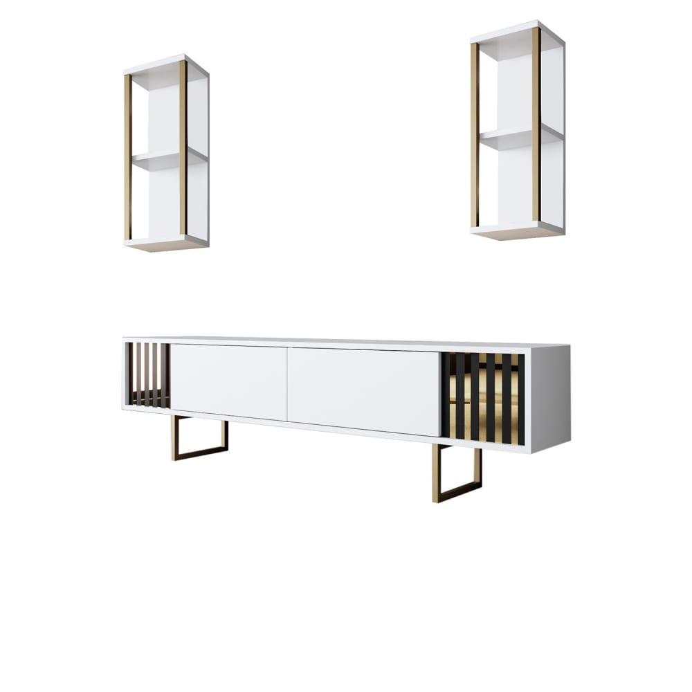 Meuble tv en bois blanc 180 x 30 x 48 cm