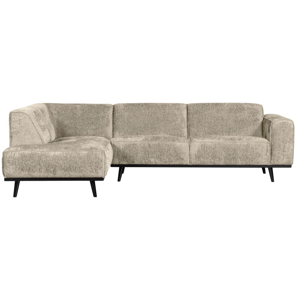 Canapé d'angle gauche en velours beige
