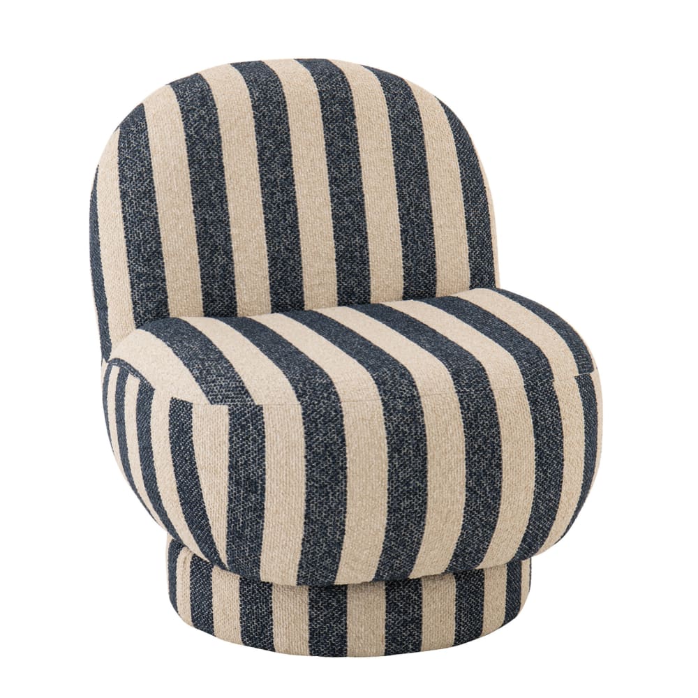 Fauteuil lounge en tissu rayé polyester bleu 72 x 64 Fauteuil lounge en tissu rayé polyester bleu 72 x 64