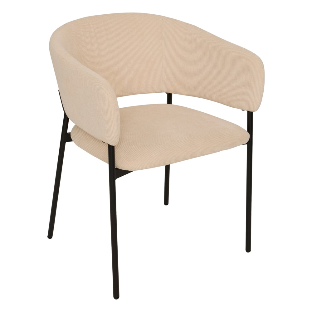 Fauteuil de table en velours côtelé beige 59 x 55 Fauteuil de table en velours côtelé beige 59 x 55