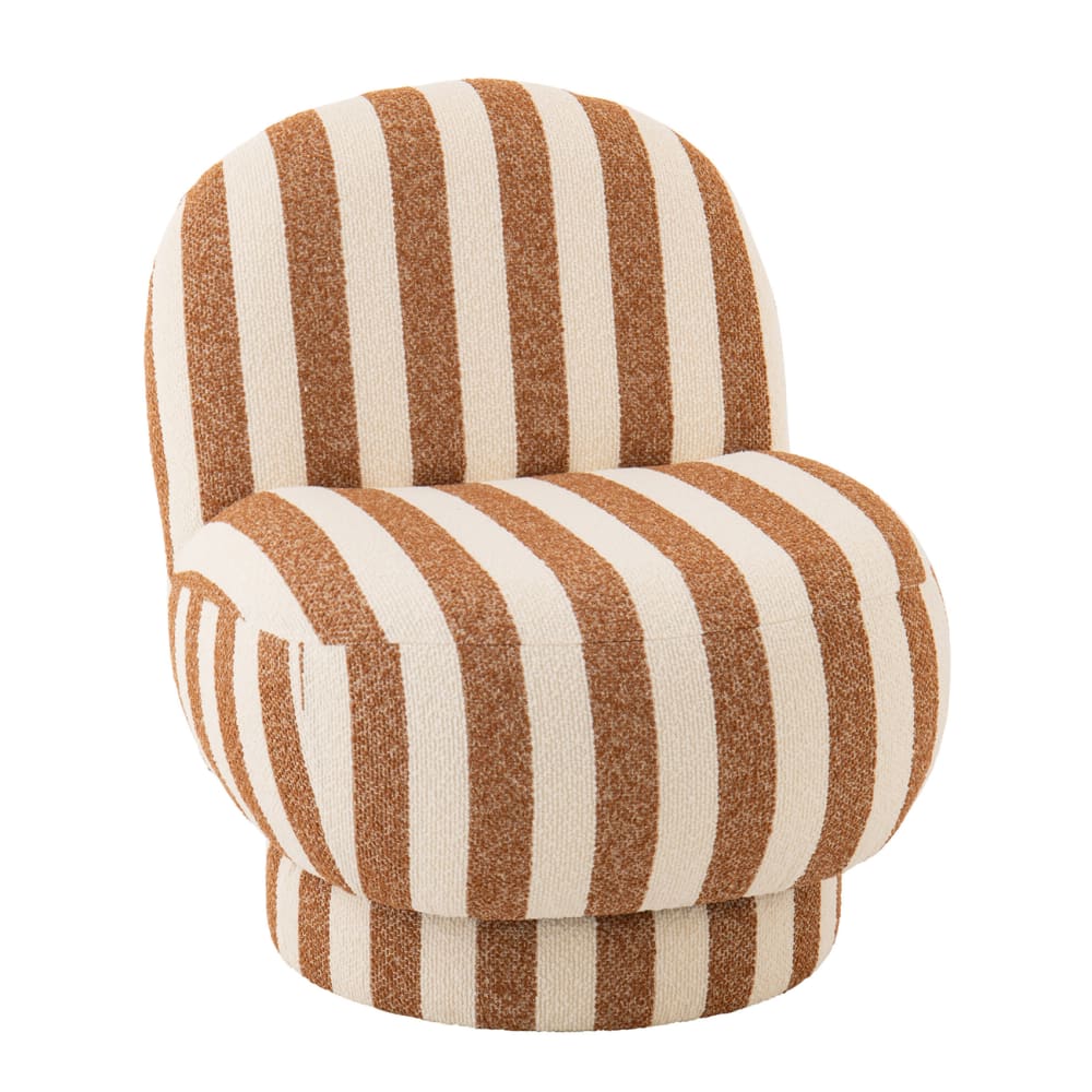 Fauteuil lounge en tissu rayé polyester marron brun 72 x 64