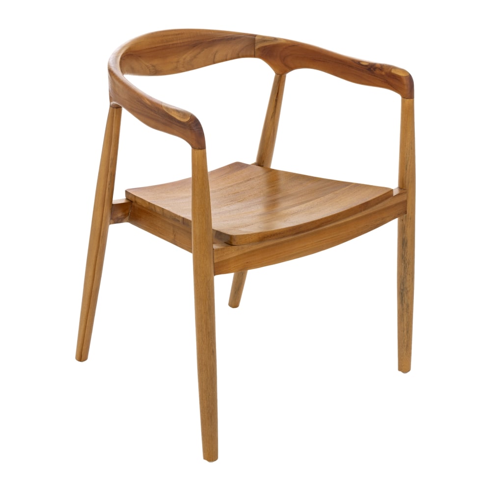 Lot de 2 fauteuils en teck massif bois naturel 57 x 61