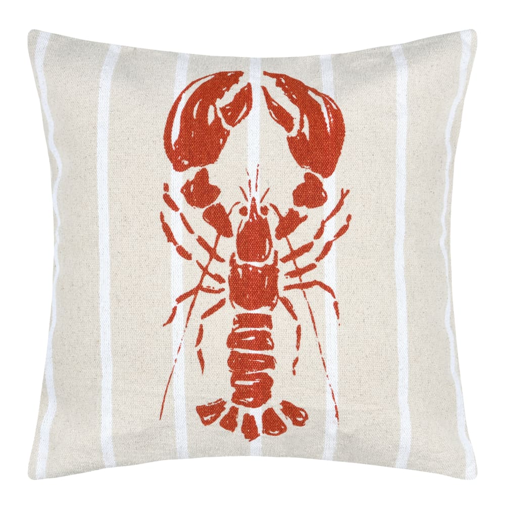 Coussin coton motif homard orange corail 50 x 50