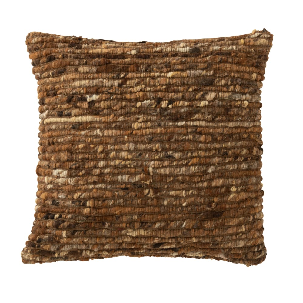 Coussin tissé en laine marron chocolat 45 x 45