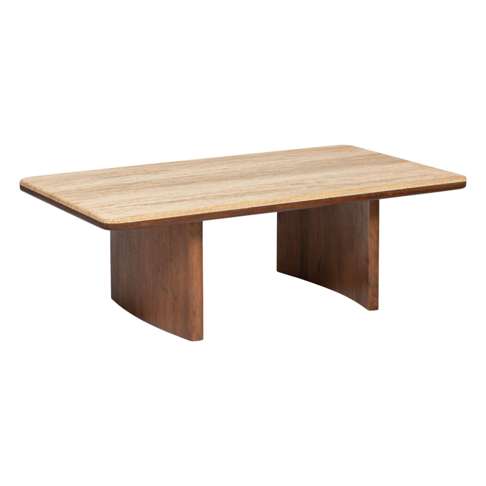Table basse en travertin avec plateau rectangulaire minérale naturel