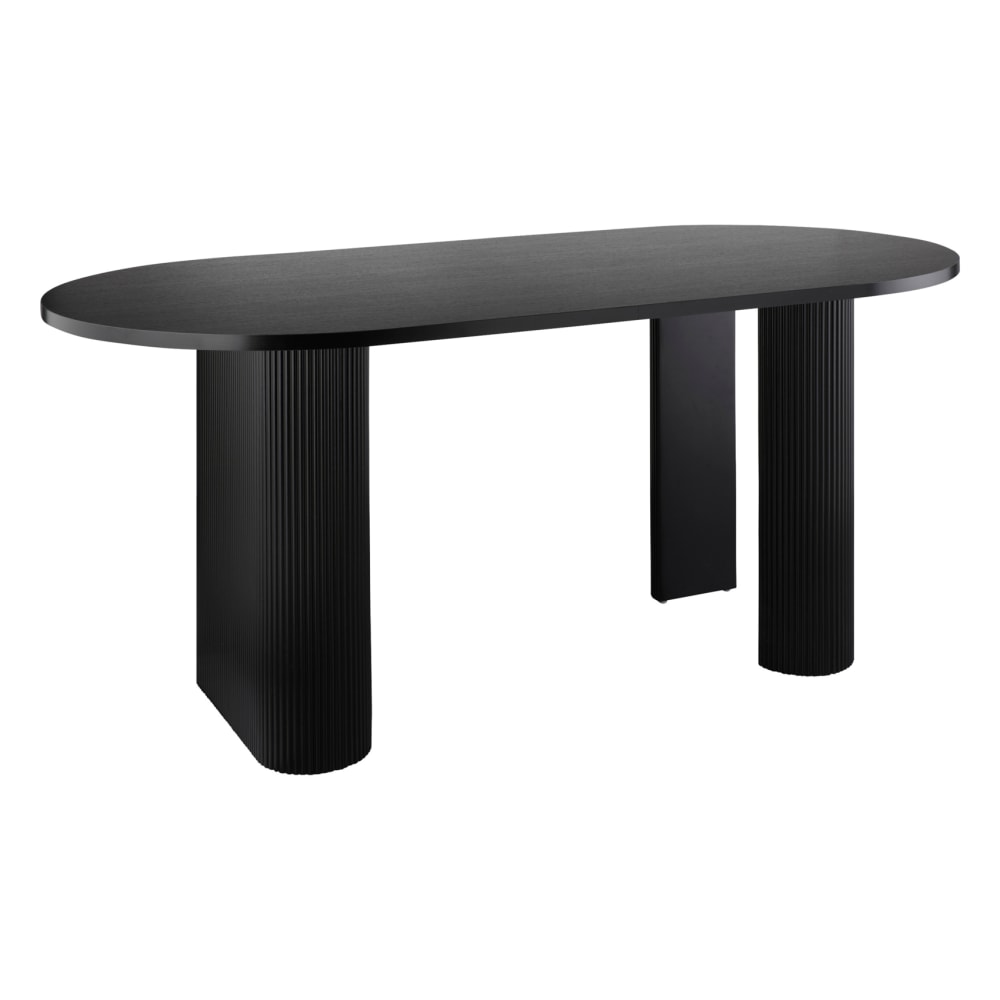 Table basse ovale en bois avec pieds cannelés noir 120 x 60
