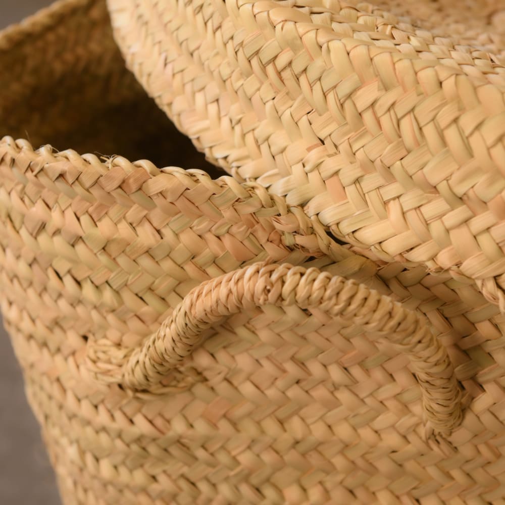 Panier chevron avec couvercle et anse feuille de palmier naturel 40 x