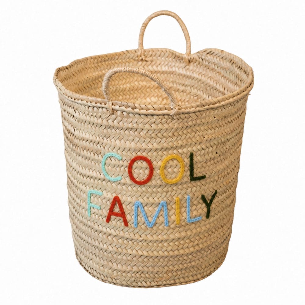 Panier de rangement tressé cool family feuille de palmier naturel 50 x