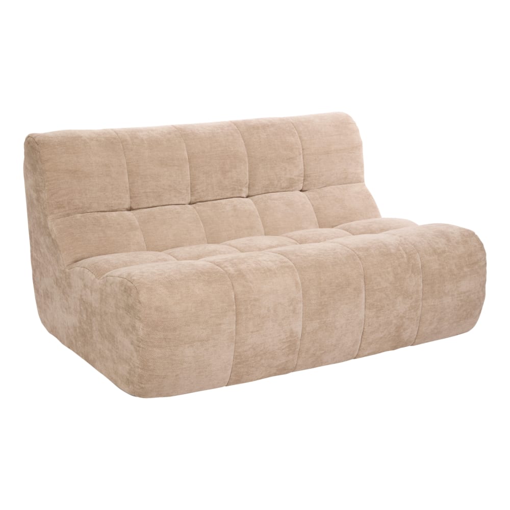 Banquette 2 places en chenille polyester beige 130 x 92 Banquette 2 places en chenille polyester beige 130 x 92