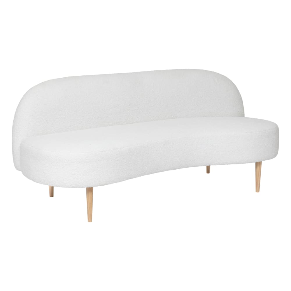 Banquette 2 places en bouclette design bois blanc 172 x 75 Banquette 2 places en bouclette design bois blanc 172 x 75
