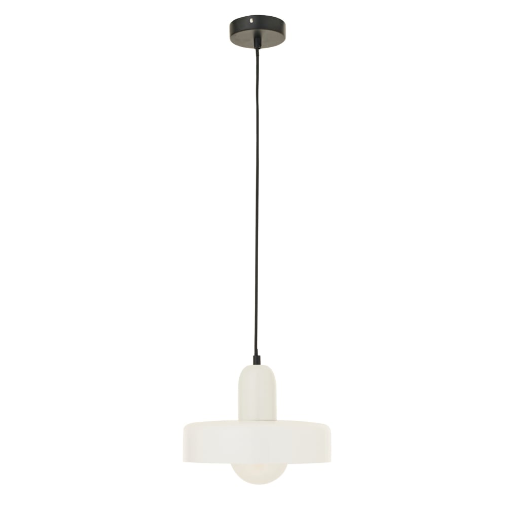 Suspension luminaire rétro en verre blanc 25 x 25