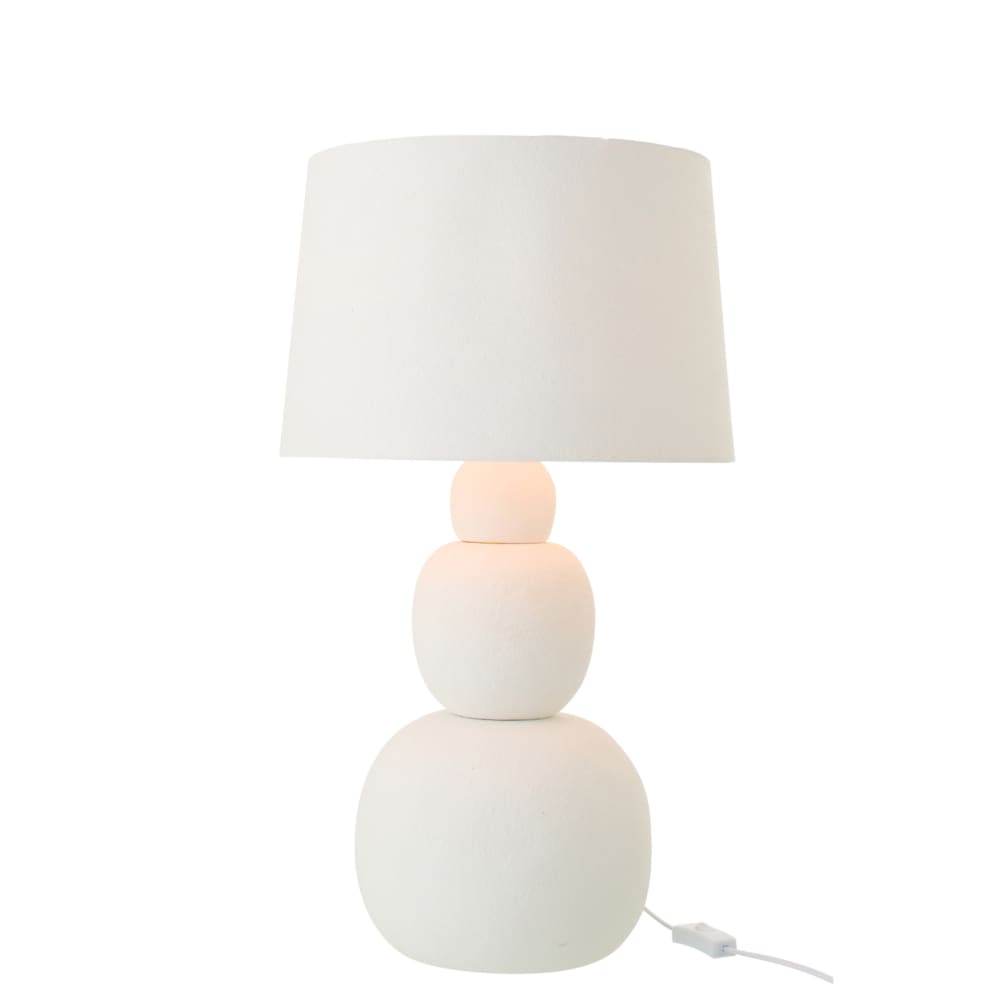 Lampe à poser en poterie arrondie minérale blanc 38 x 38 — vue 3