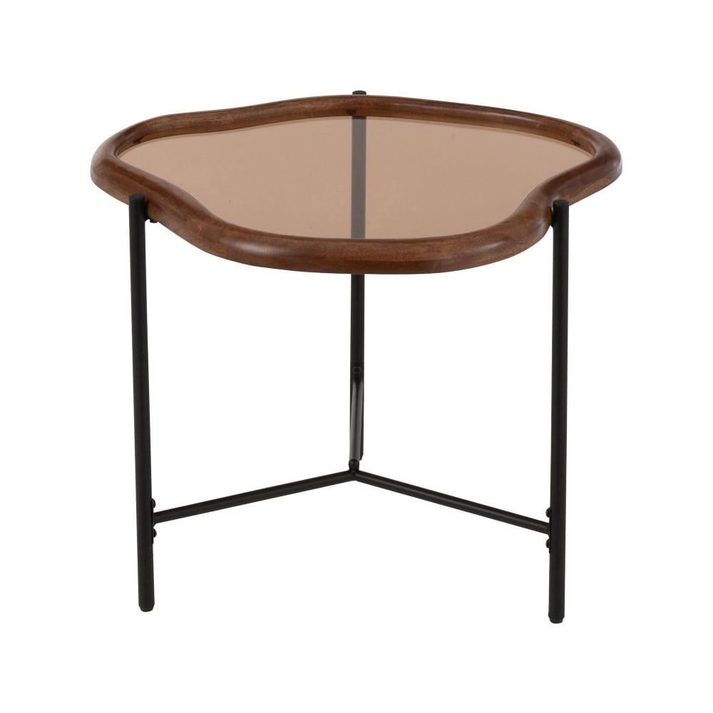 Table basse organique 64x45x48 cm en verre fumé et bois Table basse organique 64x45x48 cm en verre fumé et bois