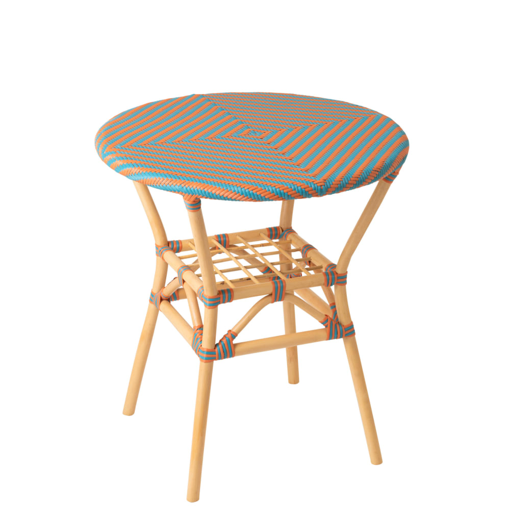 Table de jardin ronde en rotin tressé orange 70 x 70