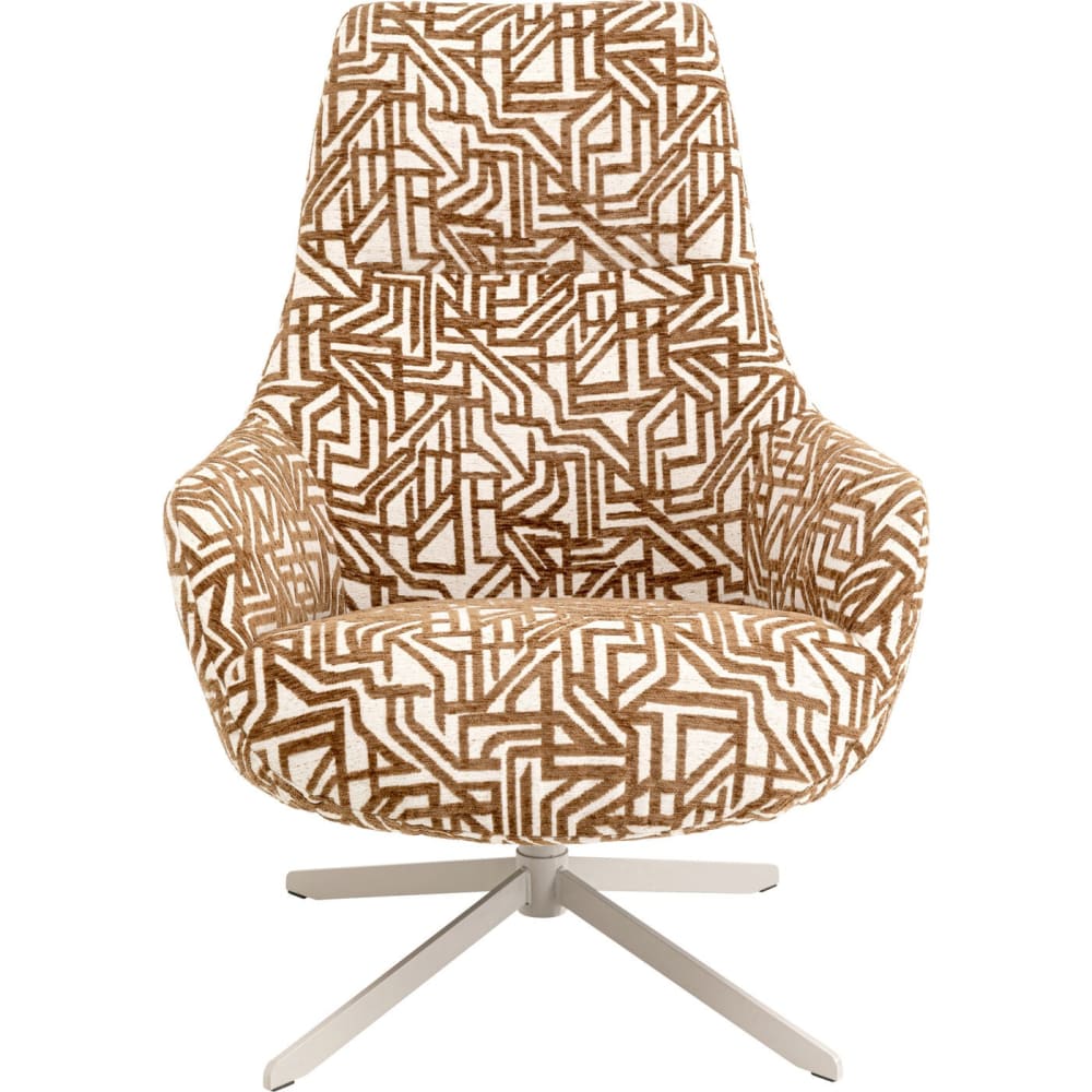 Fauteuil pivotant beige imprimé labyrinthe marron Fauteuil pivotant beige imprimé labyrinthe marron