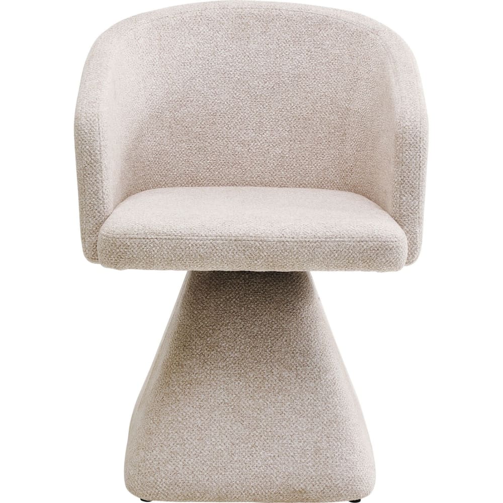 Chaise avec accoudoirs pivotante en polyester bouclé crème