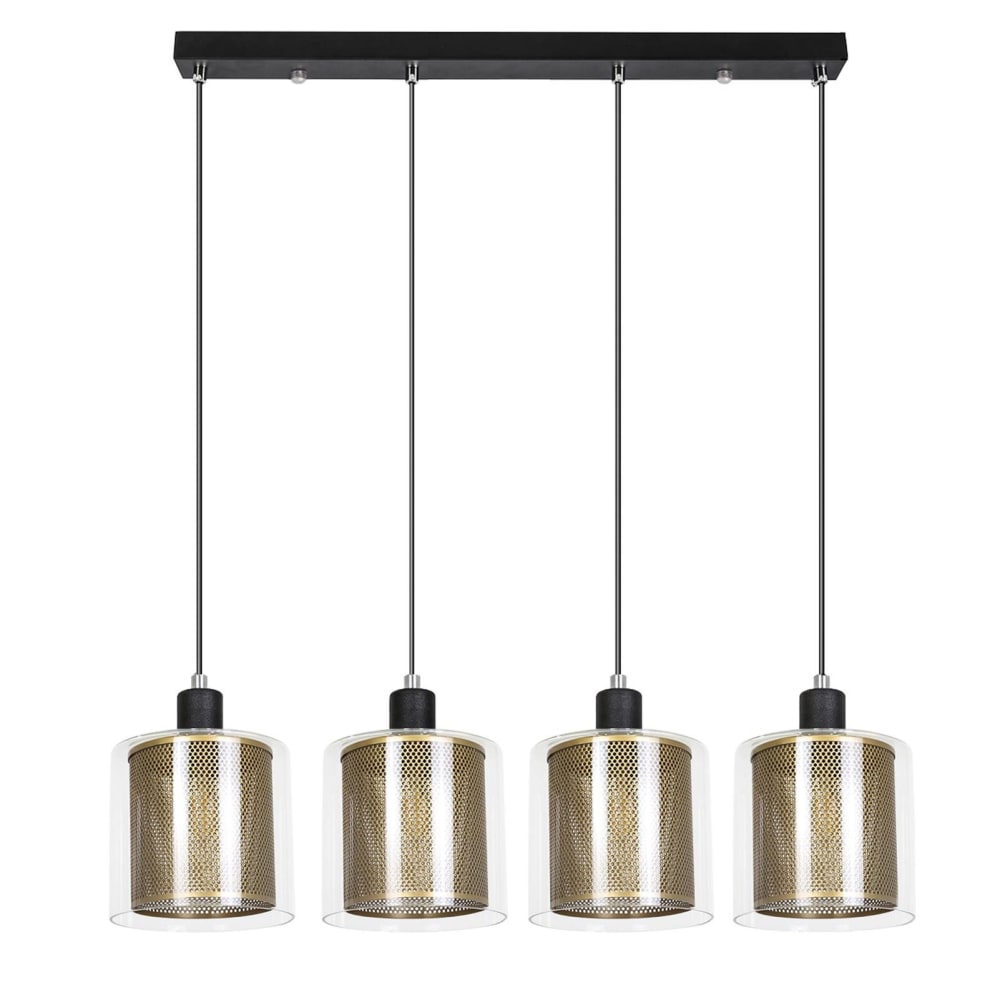 ZMH Pendelleuchte, Eisen Glass, H.150CM, Gold Schwarz style vintage Gold Metall