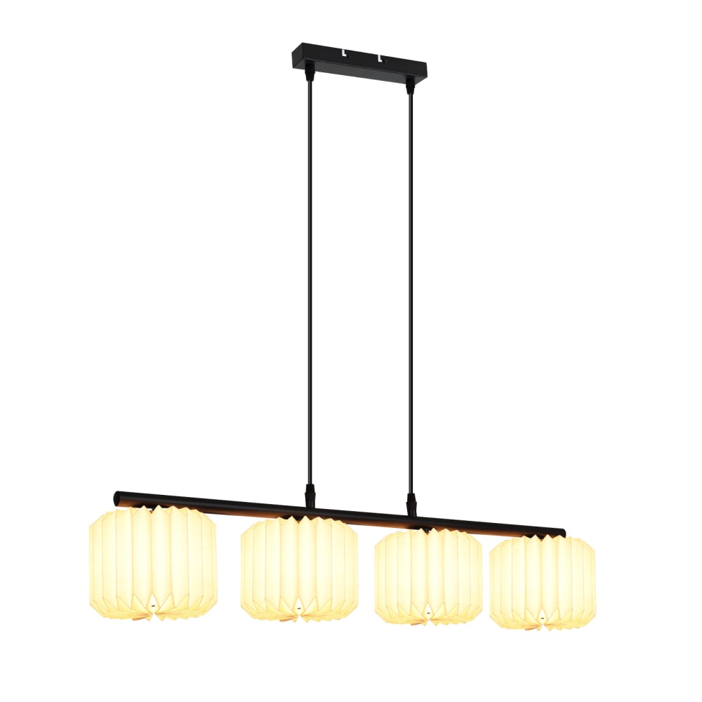 Suspension en papier et fer, blanc et noir sablé, h.143cm