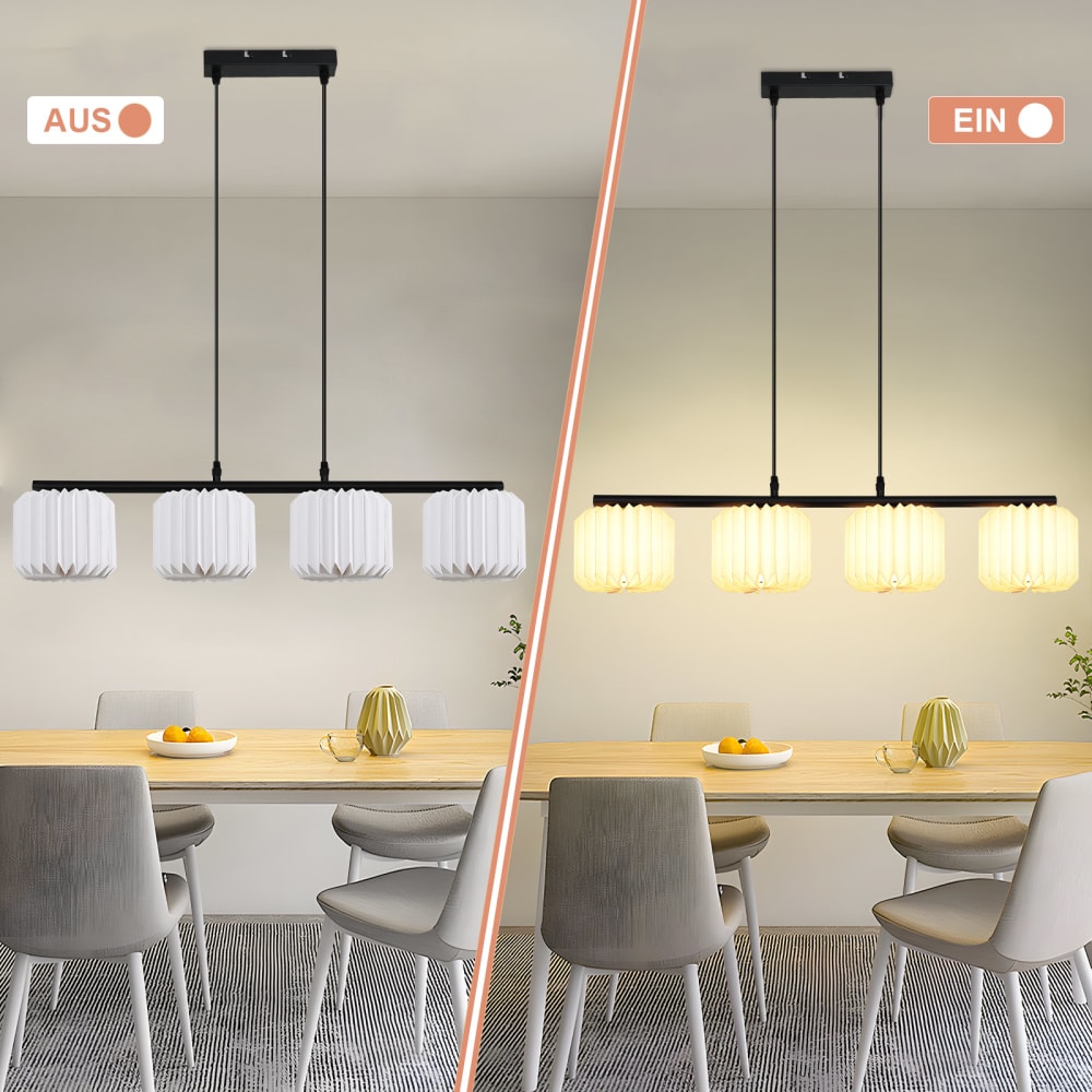 Suspension en papier et fer, blanc et noir sablé, h.143cm — vue 4