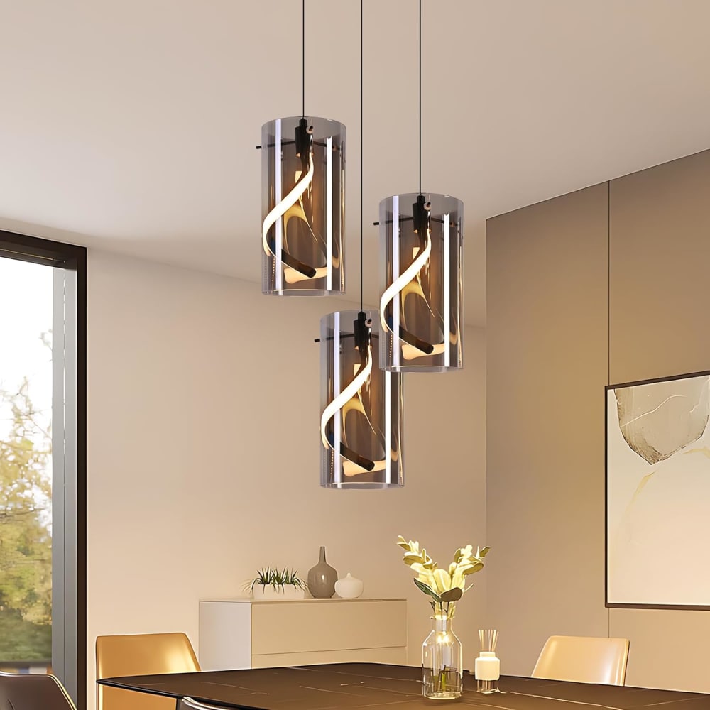 Pendelleuchte Glass Aluminium Silikon, H.150CM, Matt-Schwarz