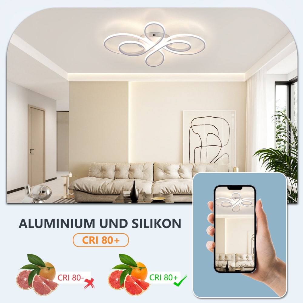 Plafonnier aluminium blanc 66x41x9.5cm led 65w — vue 4