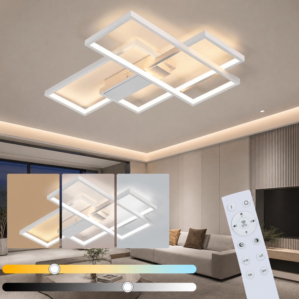 Plafonnier fer blanc 65x47x7.5cm led 65w — vue 3